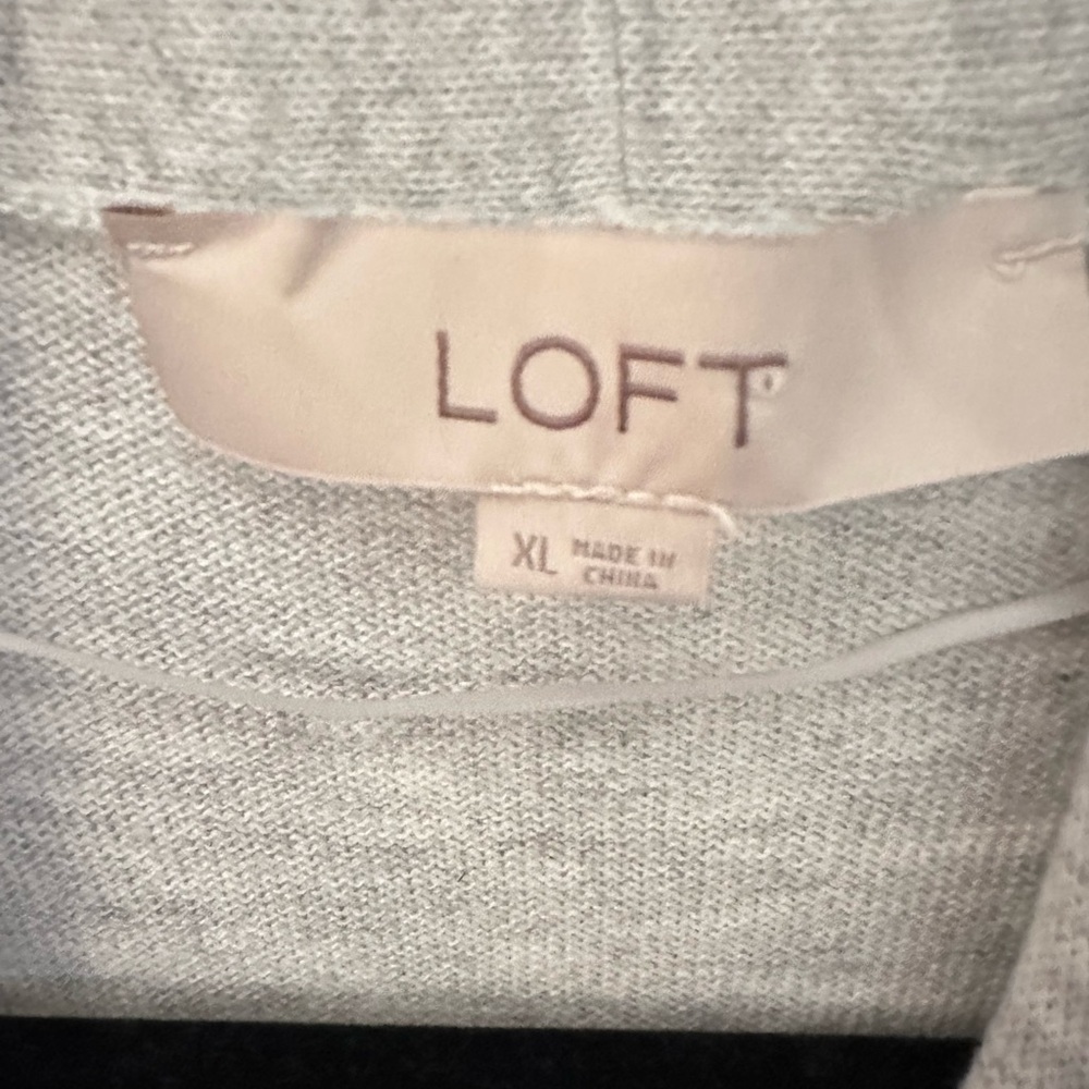 LOFT XL Grey-white stripe super soft cozy open roll neck classic casual cardigan - Picture 3 of 12